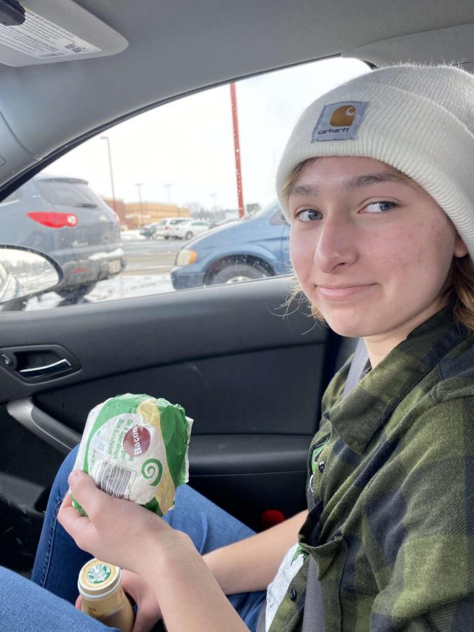 Senior Rachel Nackers often goes to Kwik Trip for lunch. She purchased a bacon cheeseburger and a Starbucks coffee drink. “I eat fast food during the week for lunch usually, so five times a week at most,” Nackers said.