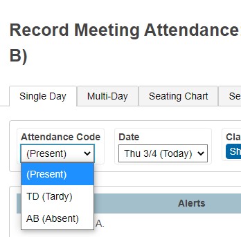 New attendance codes include only present, tardy and absent. Students who show up to class later than 29 minutes into the hour are now marked absent.