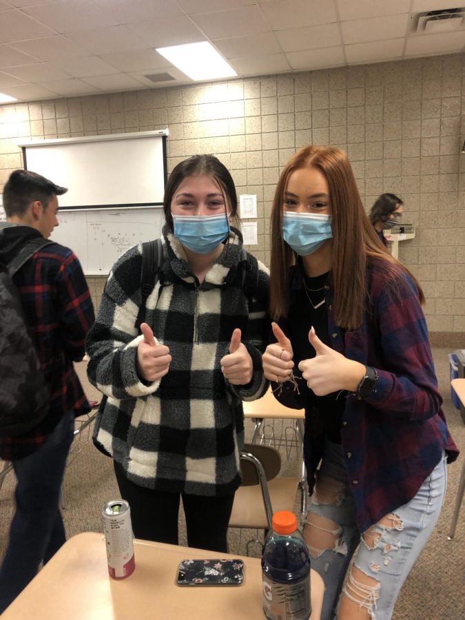  Juniors Bianca Thom and IvyLynn Friday Hansen show school spirit by dressing up for Flannel Friday. 
“I think its a good idea to have Friday dress-up days because it makes coming to school a little more exciting,” Friday Hansen said. 
