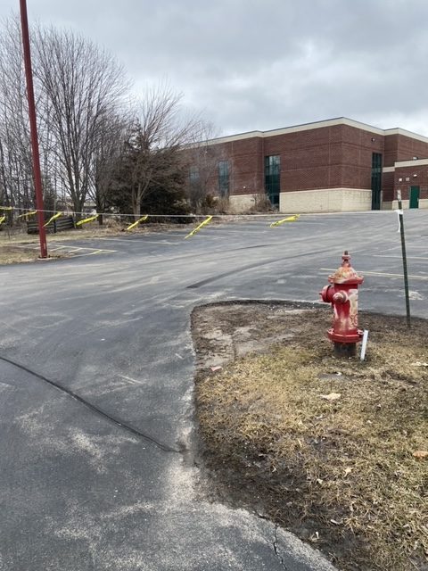 The empty parking lot on Tuesday, April 5. The lot was blocked off with a rope and students were unable to park there. Parking in the other lot made getting out for lunch a lot harder, junior Kassandra Krause said. 