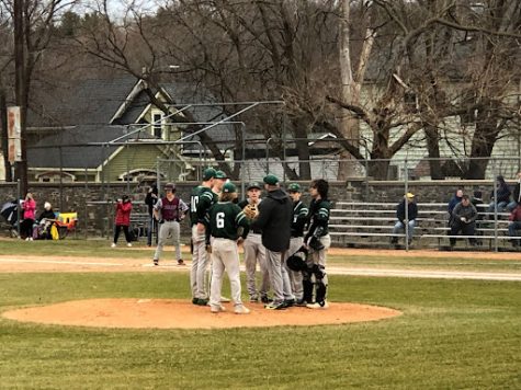 Boys varsity baseball team plays against Winneconne at home on April 12. The final score was 6-8, with Winneconne taking the win. 
