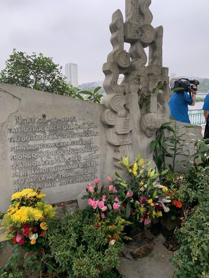 The John McCain memorial in Hanoi.