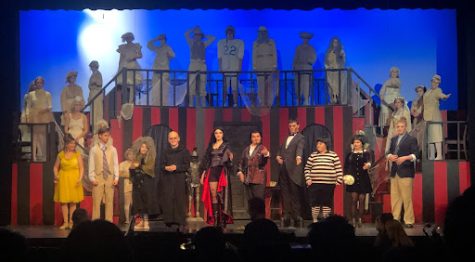 This was one of the final scenes in The Addams Family. The cast members gather around to sing one last song and show off their costumes and hard-work.

