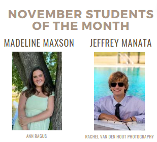 Maxson, Manata chosen as November Students of the Month