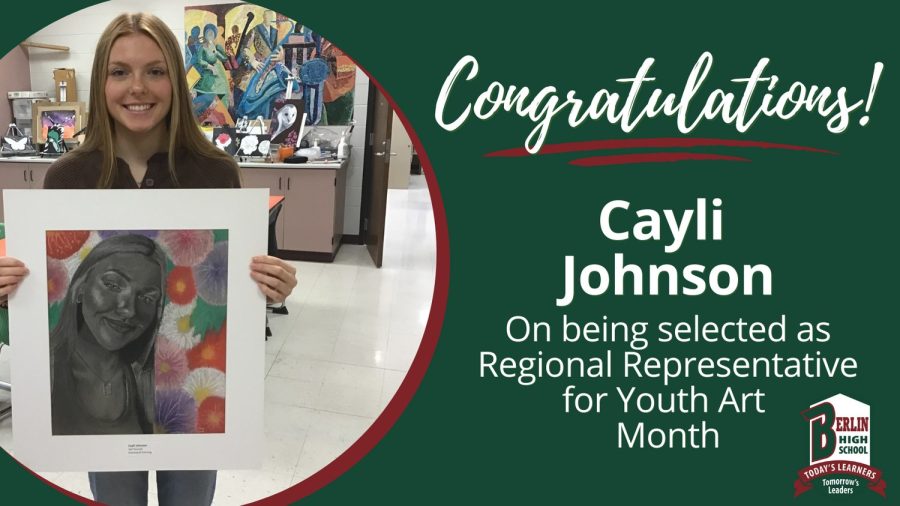 Congratulations to senior Cayli Johnson for her work being recognized at the regional level for Youth Art Month