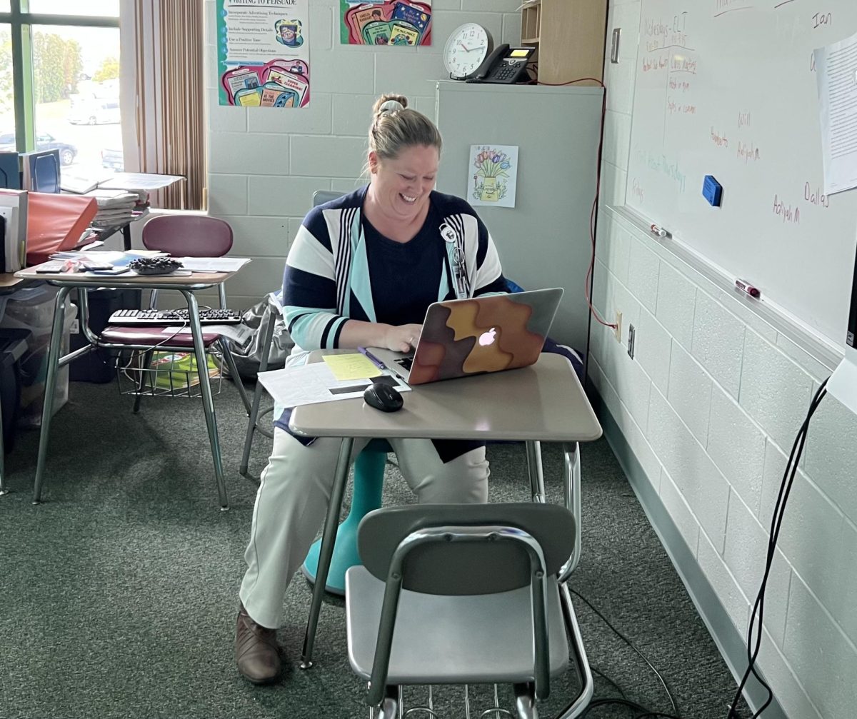 New special education teacher Amy Slonecker works in her classroom. She comes to Berlin with 21 years of experience in her field.