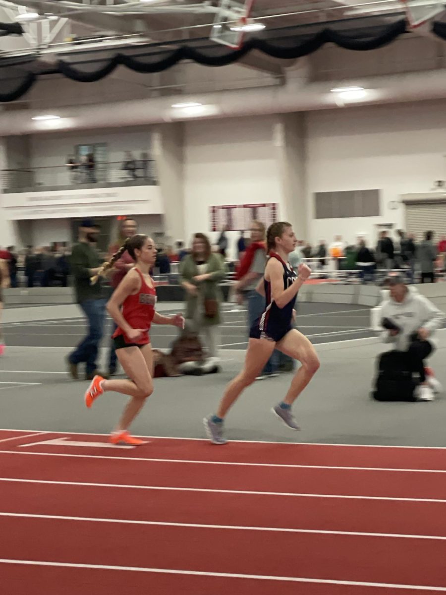 Senior Emma Boegh ran in the 800 meter dash, finishing in first place. 