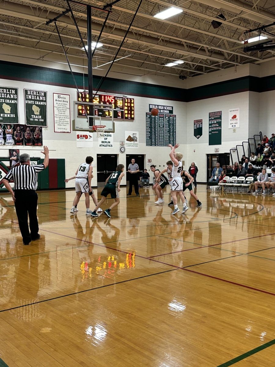 Senior forward Wyatt Hamersma shoots free throws on Tuesday night against Adams-Friendship. The Indians were 23-26 from the free throw line on Tuesday.