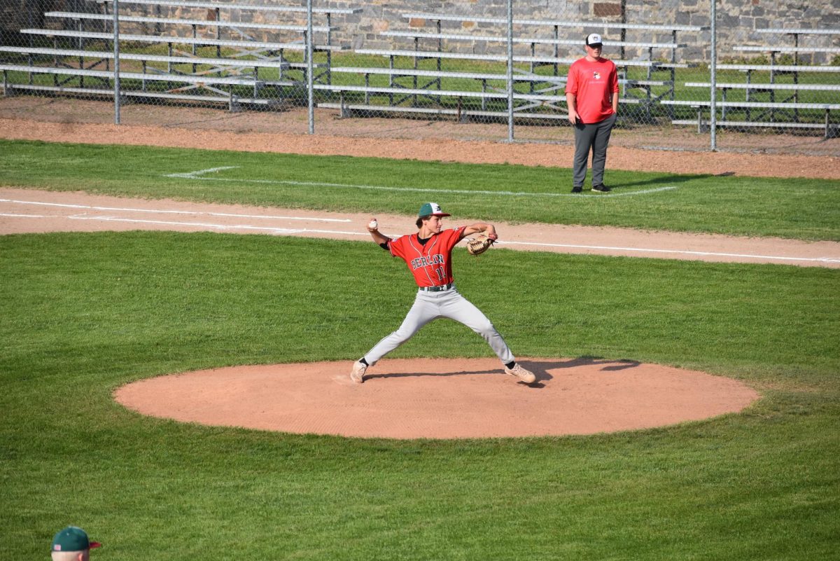 Junior Kale Bending pitches against Tri County on May 14 at home. Berlin won 12-2. 
