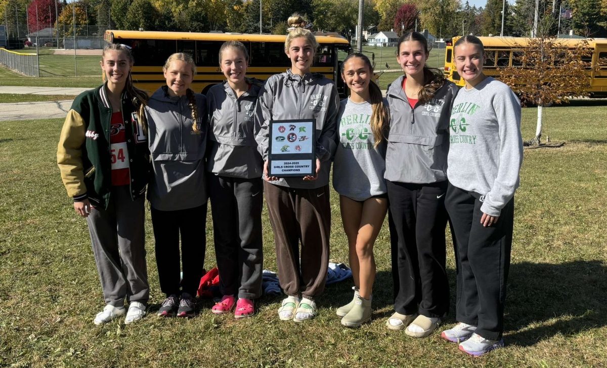 The girls pictured (left to right) are: Abby Shattuck, Ashlyn Strebelynski, Aubrey Kurczek, Callie Kurczek, Katera Hartzke, Ashley Dretske, and Audrey Shattuck. All of them are at the ECC meet in Ripon holding the conference winners plaque. “Next Friday the 25th we will go to Waupaca for sectionals,” Shattuck said. “There will be 15 teams there and the top two will go to the state meet. I am very excited and feel like we have a chance to go to state as a team.”