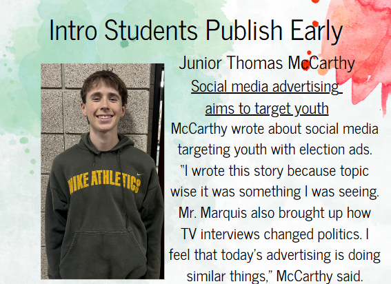 Five Writing for Publications students wrote feature stories about topics that matter to students and the Red 'n' Green voted to publish them.