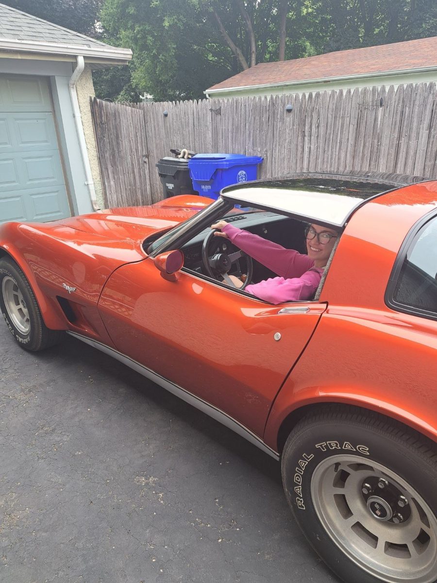 Junior Meradeth Reinsbach revs the engine on her Corvette. “The Corvette is named Gretta. I just call her Gretta Vette,” Reinsbach said. “I carry polaroid pictures of them in my wallet because I love them so much.”