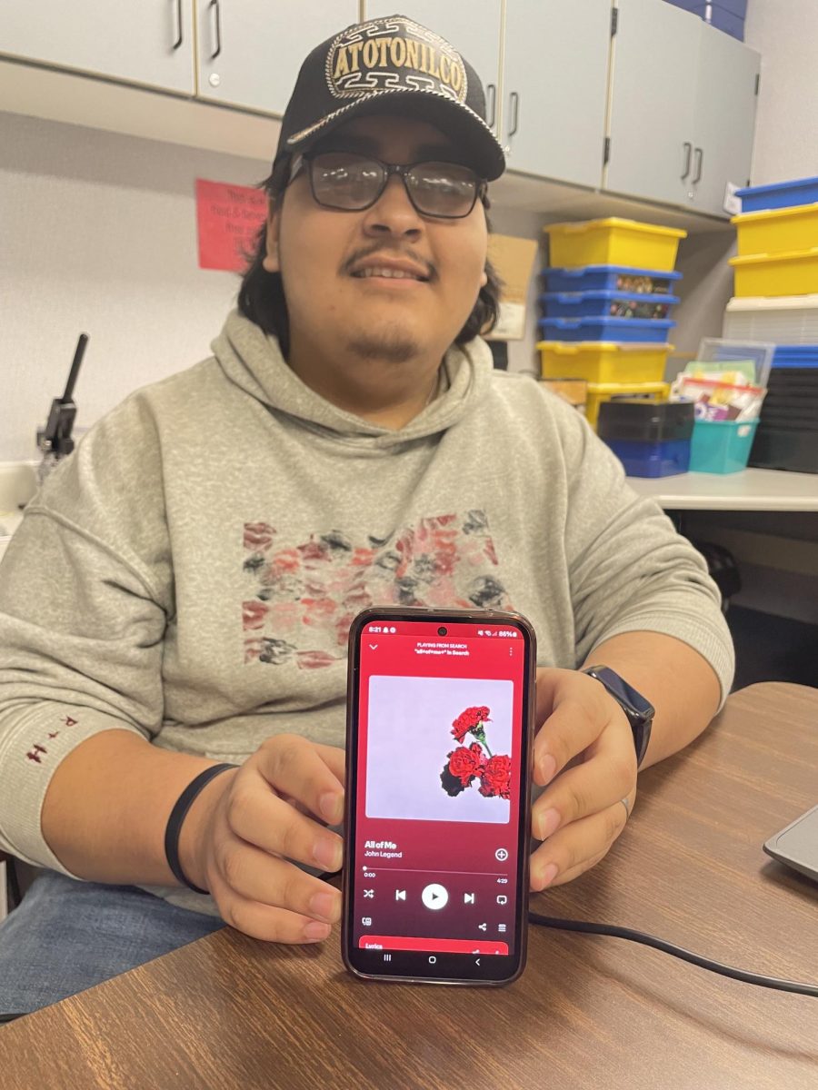 Junior Rene Salazar listens to “All Of Me” by John Legend. He has been listening to this song for five years.
 “This song makes me happy inside because of the melody,” Salazar said.
