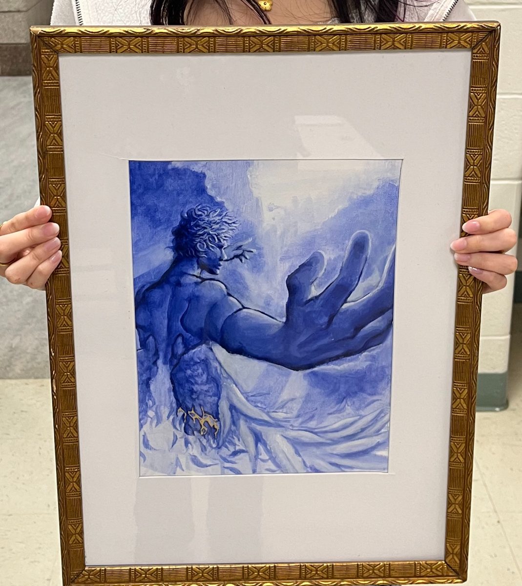 Freshman Eva Vang has been creating art for as long as she can remember, using many varieties of mediums and finding inspiration wherever she goes. The art piece shown above is one of her favorite creations. “This painting is titled ‘Light.’” It was inspired by the Greek story of Icarus; he was a boy who had wax wings and flew too close to the sun,” Vang said. 
