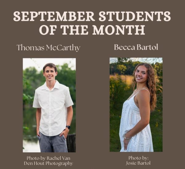 Bartol, McCarthy chosen as September Students of the Month