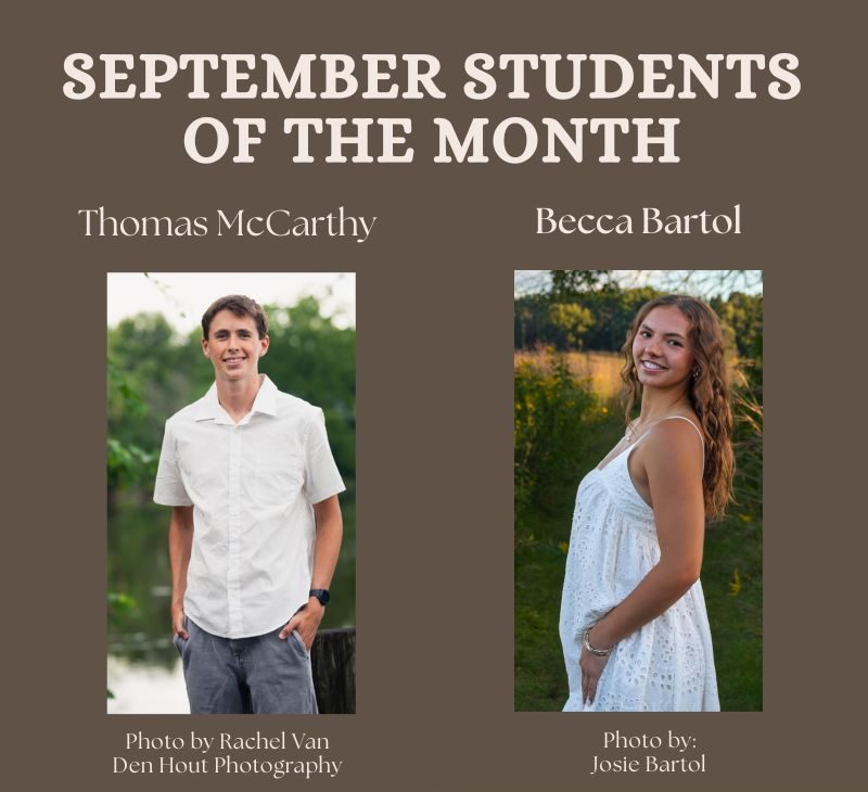 Bartol, McCarthy chosen as September Students of the Month