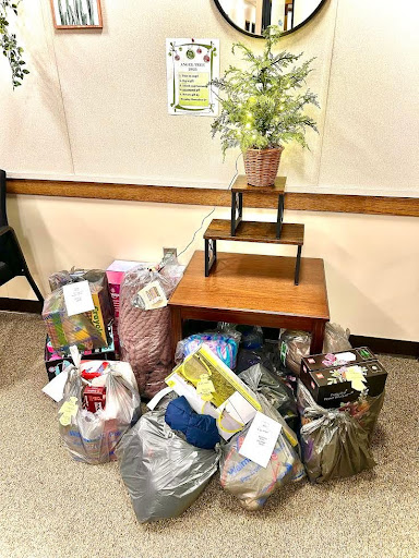 Angel Tree presents wait to be picked up on Dec. 2, in the high school office, marking another year of community generosity.