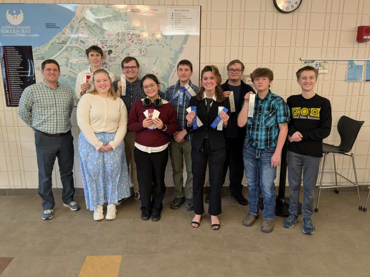 On Friday, January 9, the Academic Decathlon team, headed by adviser Nick Kvam, participated in a regional competition located at the University of Wisconsin Green Bay. The team’s performance led them to a spot at state competition.