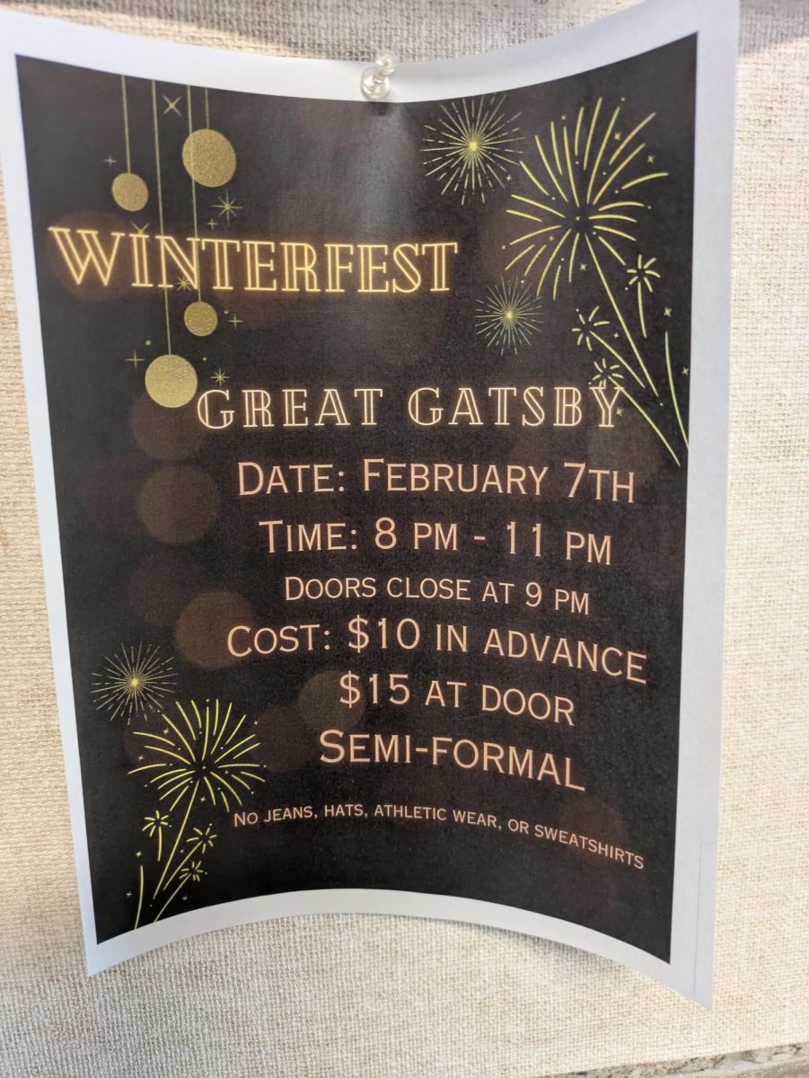 Winterfest, a semi-formal dance will be held on Saturday, February 7. The Student Council voted for “Great Gatsby” to be this year’s Winterfest theme. 