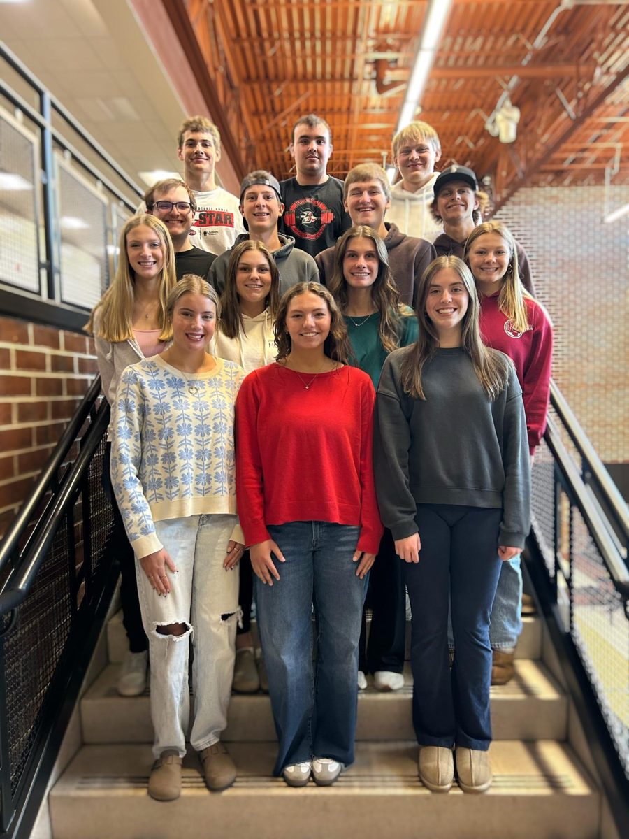 BHS 2026 Prom Court. Top row, left to right: Hayden Redington, Trent Tetting, James Paskey. Third row, left to right: Jack Gerber, Daniel Dunbar, Carter Hess, Dierks Martin. Second row, left to right: Lillian Johnson, Lakelyn Sobieski, Ashley Dretske, Lauren Werch. Bottom row, left to right: Audrey Shattuck, Becca Bartol, Taylor Helmuth. Not pictured: AnnaMae Clinch, Blake Metoxen.