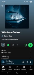  Singer-songwriter Conan Gray’s fourth deluxe studio album “Wishbone Deluxe,” released on April 24, 2026. The album cover, photographed by Dillon Matthew, features Gray lying on a large strung-up wishbone, face slightly blurred. 